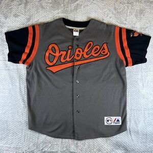 Baltimore Orioles Miguel Tejada 10 Majestic Jersey Large Gray Orange MLB Sewn